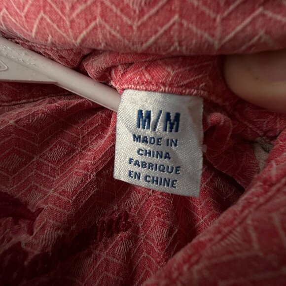 Tommy Bahama Silk Short Sleeve Red Medium Herringbone Hawaiian Beach Button Up - Picture 9 of 15